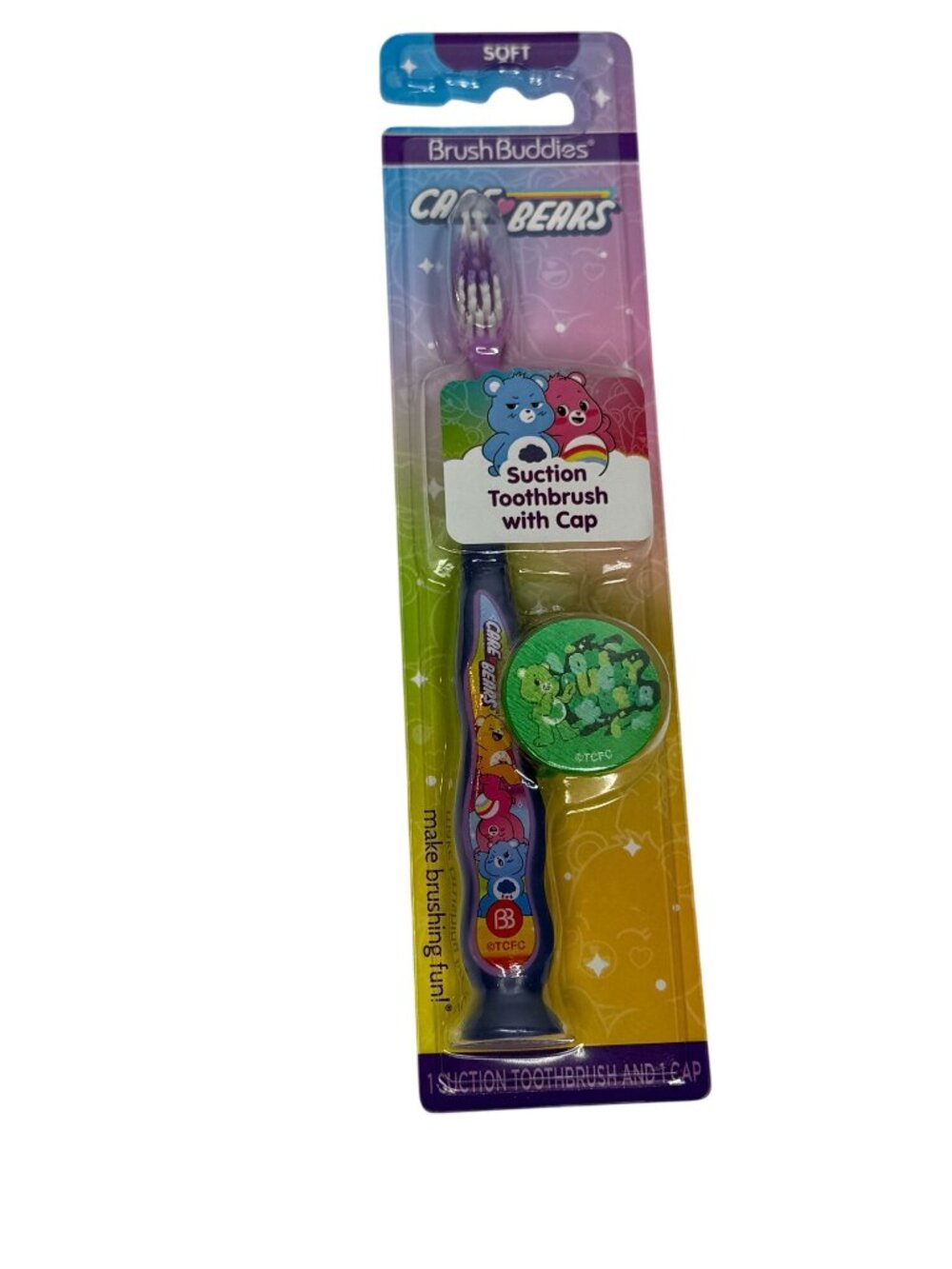Care Bears Toothbrush Kids Soft Bristle Suction Cup Base Travel Cover